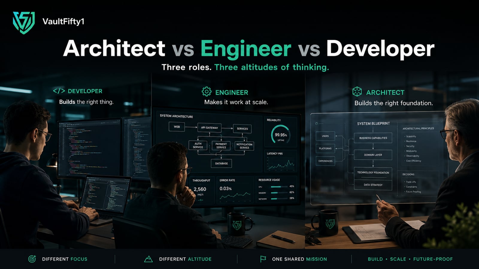 Architect vs Engineer vs Developer: What the Titles Actually Mean (and Who You Need)